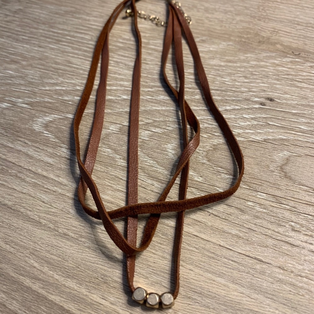 3 strap leather choker